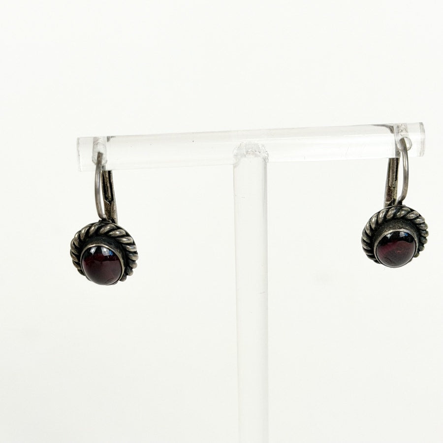 Sterling Silver Stone Inlay Estate Earrings