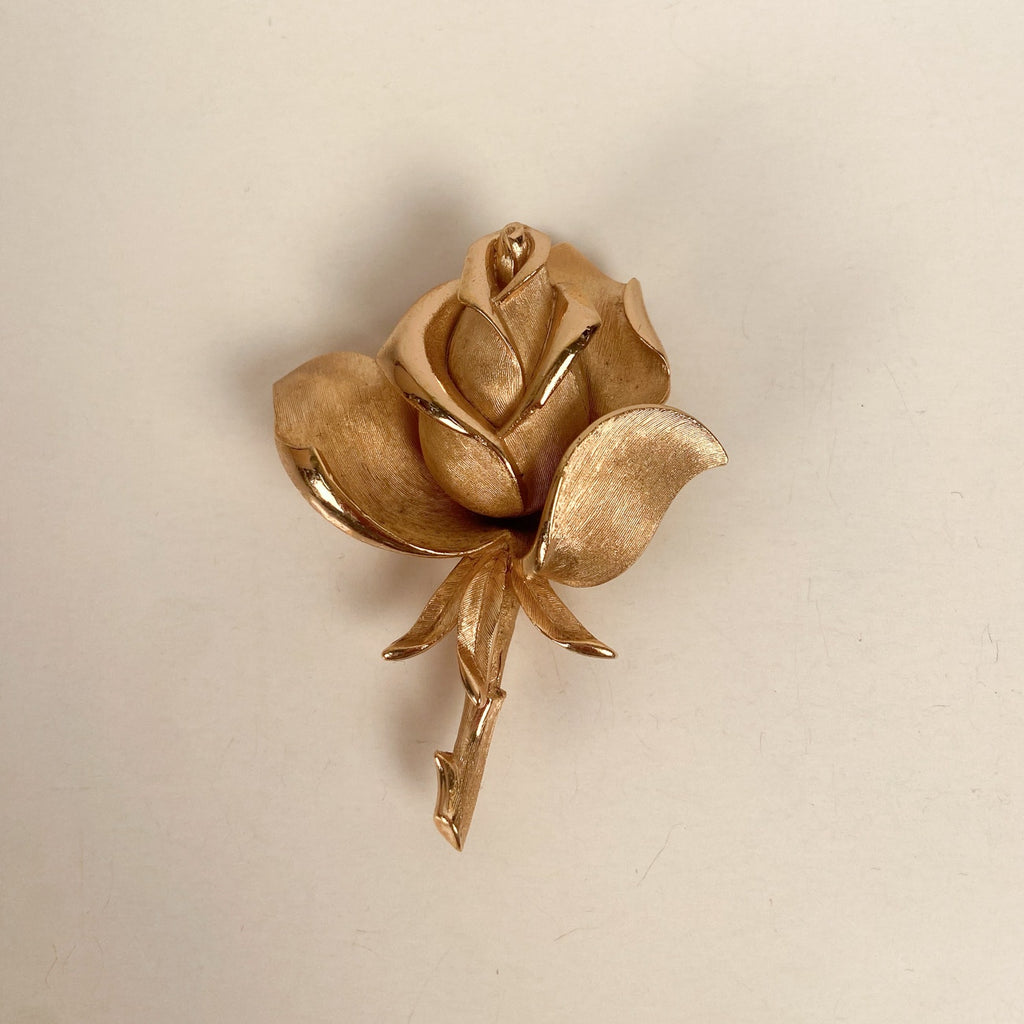 Gold Tone Trifari Rose Brooch