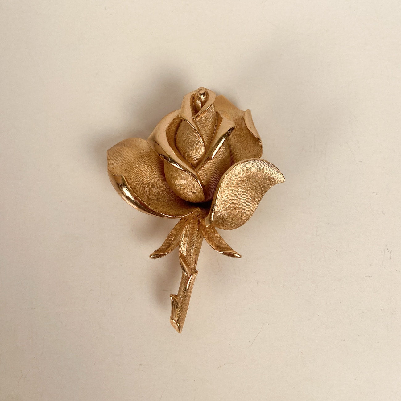 Gold Tone Trifari Rose Brooch