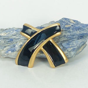 Vintage Anne Klein Enamel X Brooch