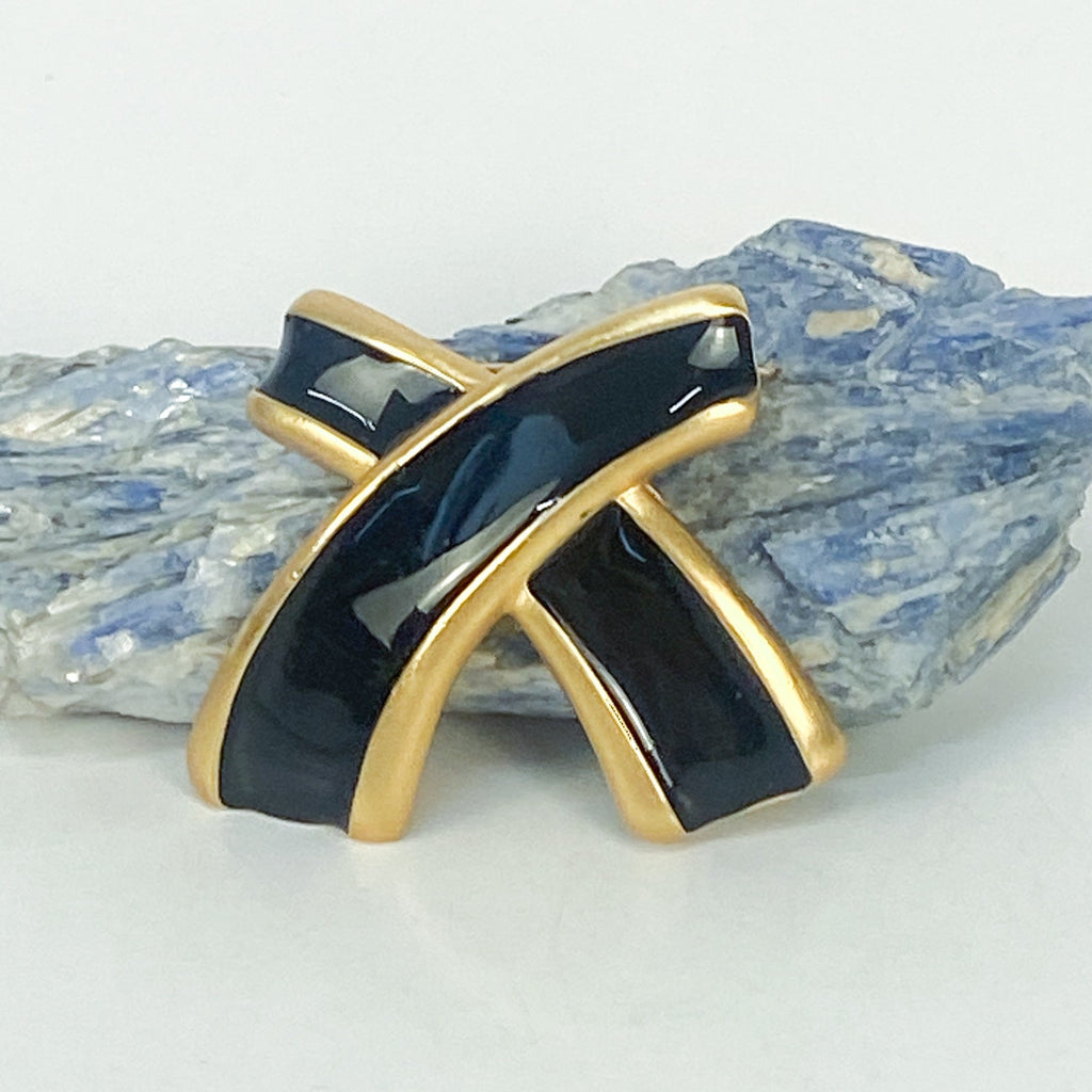 1980s Anne Klein X-Shaped Brooch