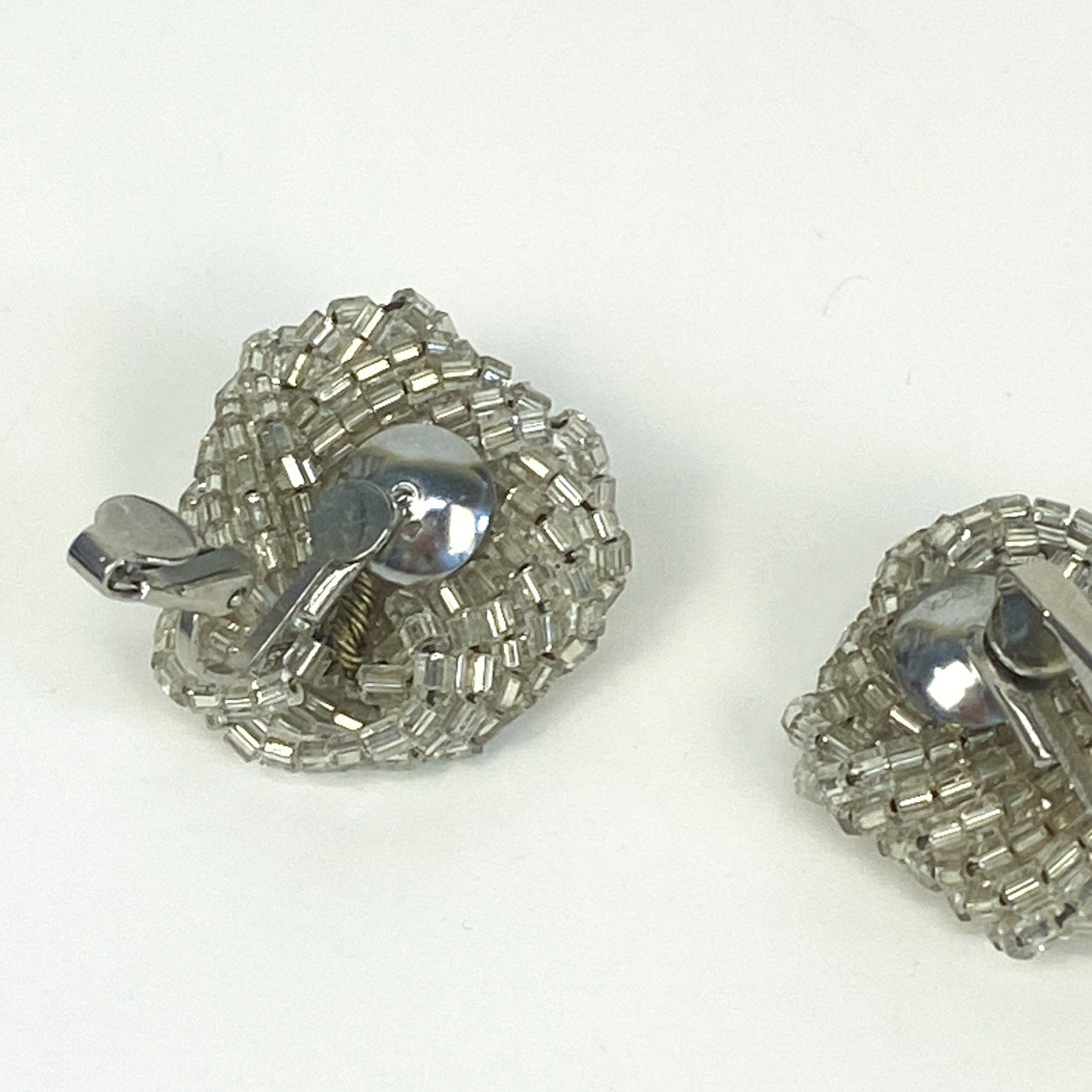 Beaded Knot Clip On Earrings Vintage