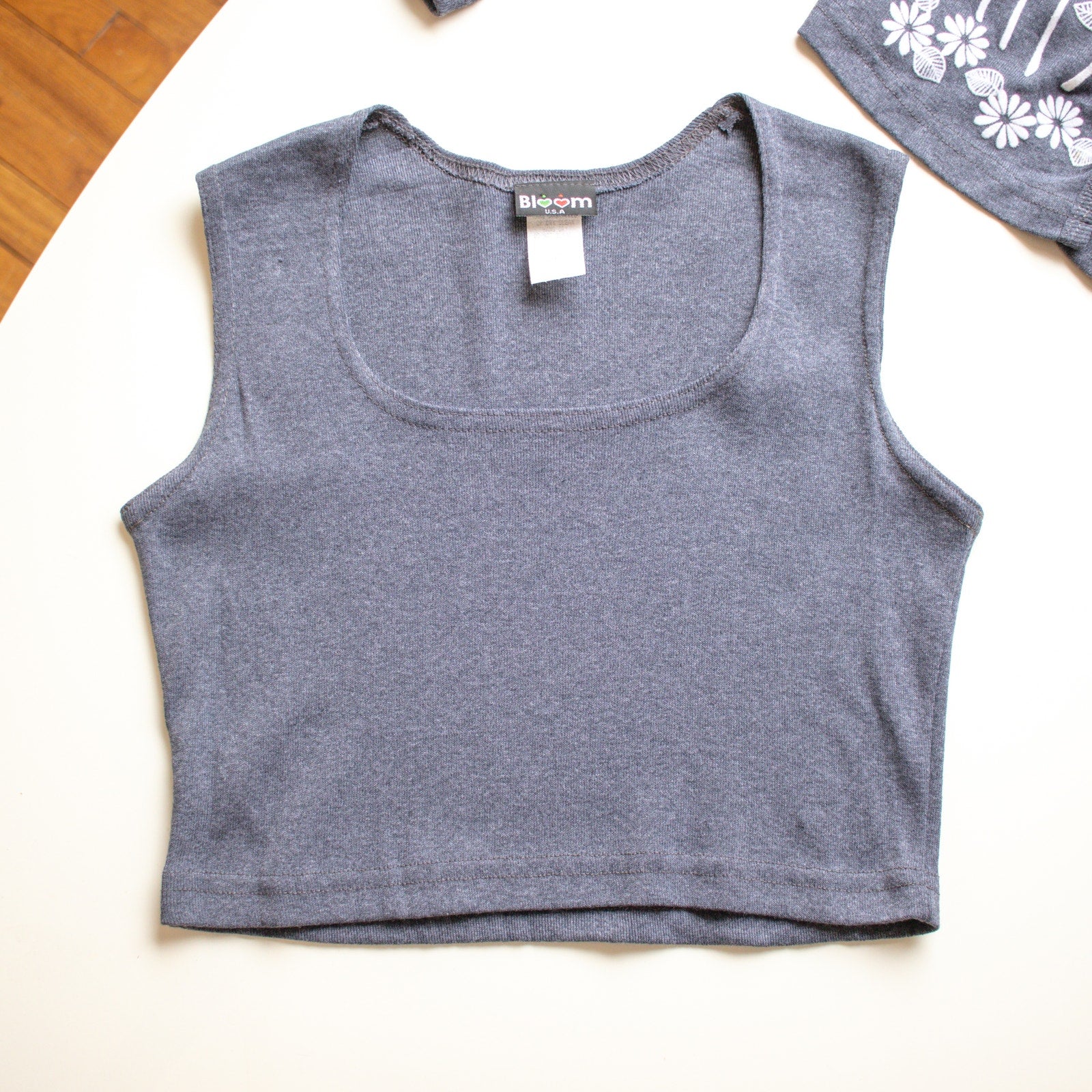 Bloom Gray Floral Long Sleeve Button up Cardigan Crop Top Set Size Medium