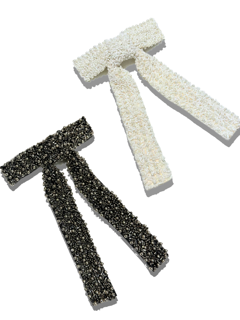 Solar Eclipse Hand-Beaded Hair Bow Barrette Clip