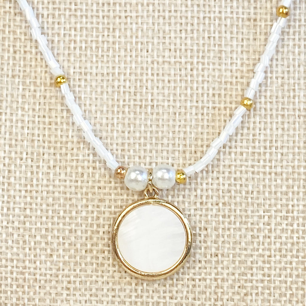Beachy White Shell Bead Necklace