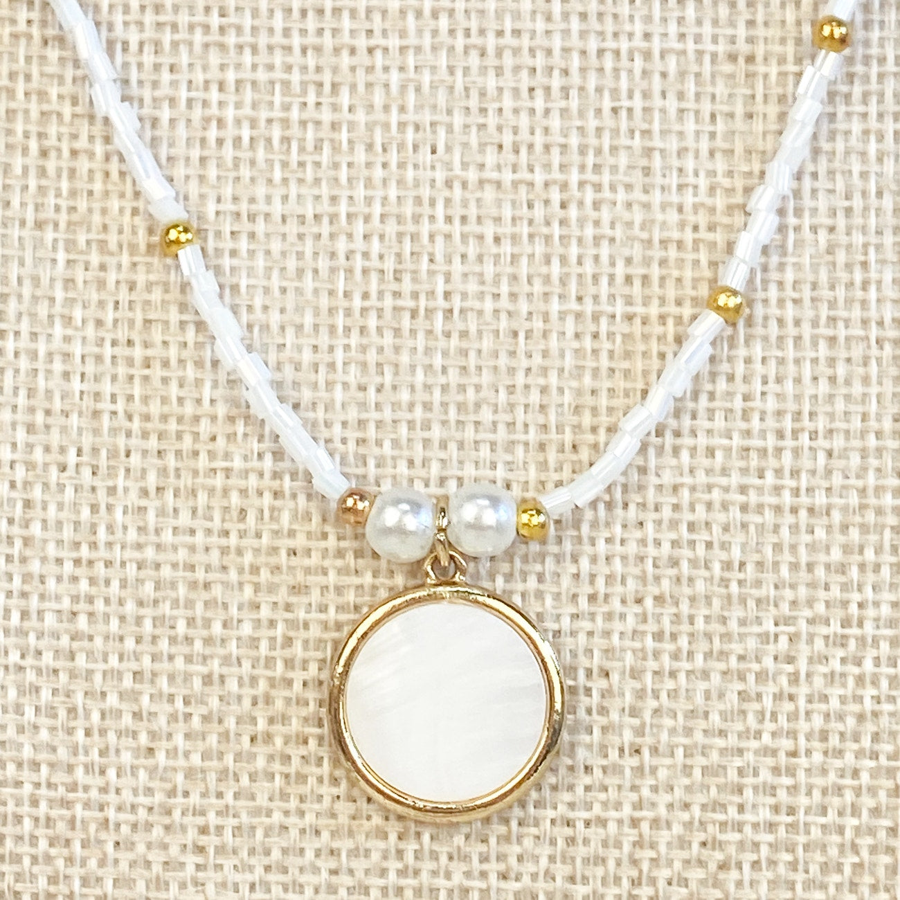 Beachy White Shell Bead Necklace