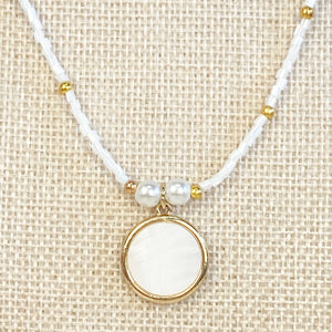 Beachy White Shell Bead Necklace