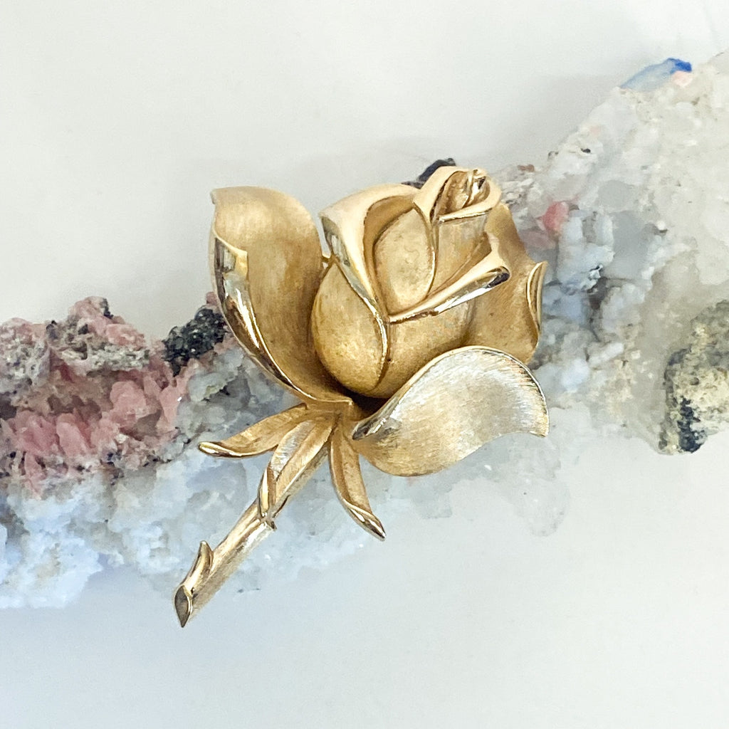 Gold Tone Trifari Rose Brooch