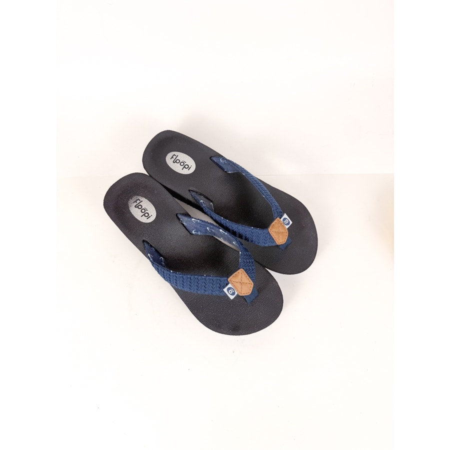Navy Blue Floopi Wedge Flip Flops Size 5