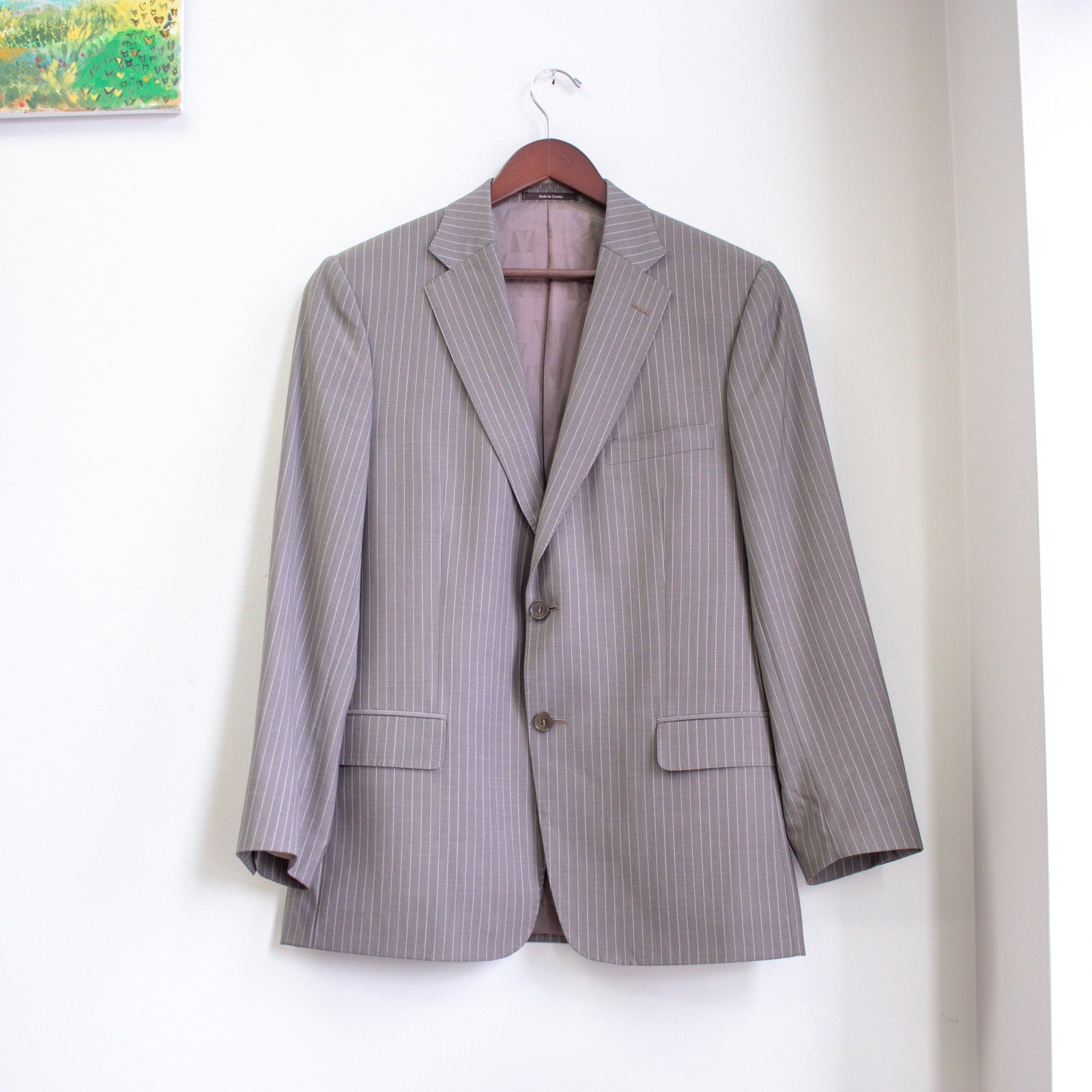 Versace Wool Pinstripe Suit Size 38R