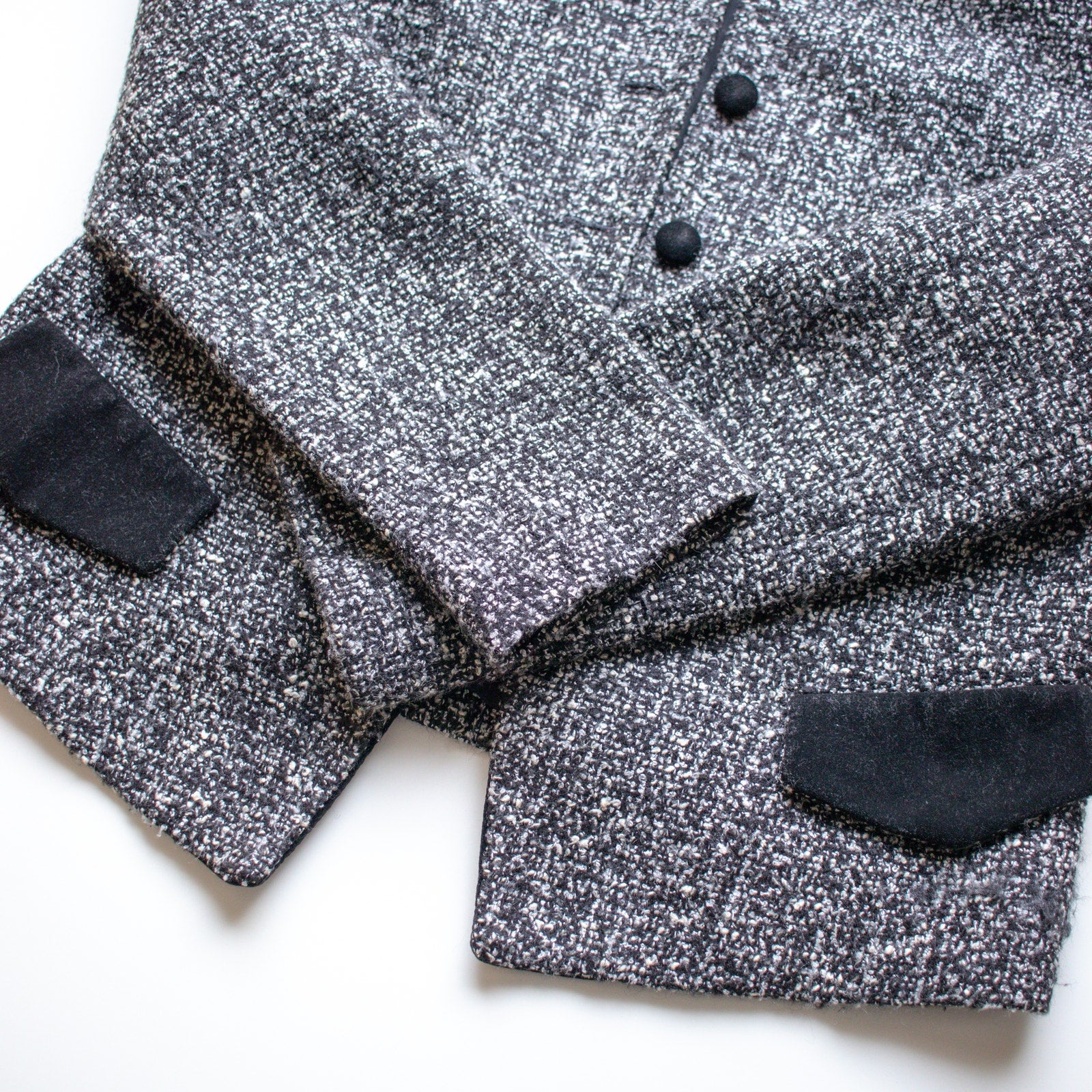 Vintage Matching Multi-Skirt Suit Set Gray and Black Size Large