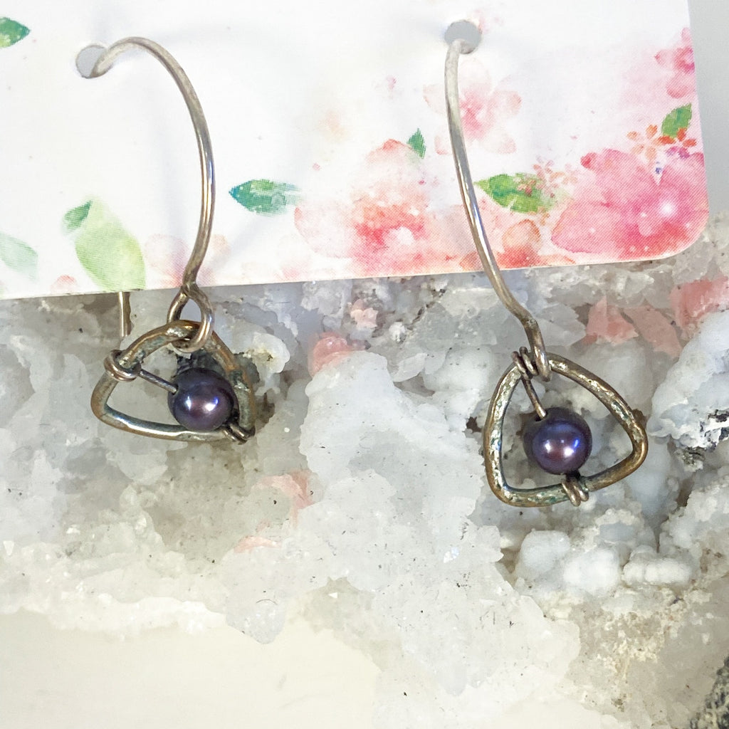 Tuscan Mom Aesthetic Silver Earrings Small Beaded Dangly Earrings