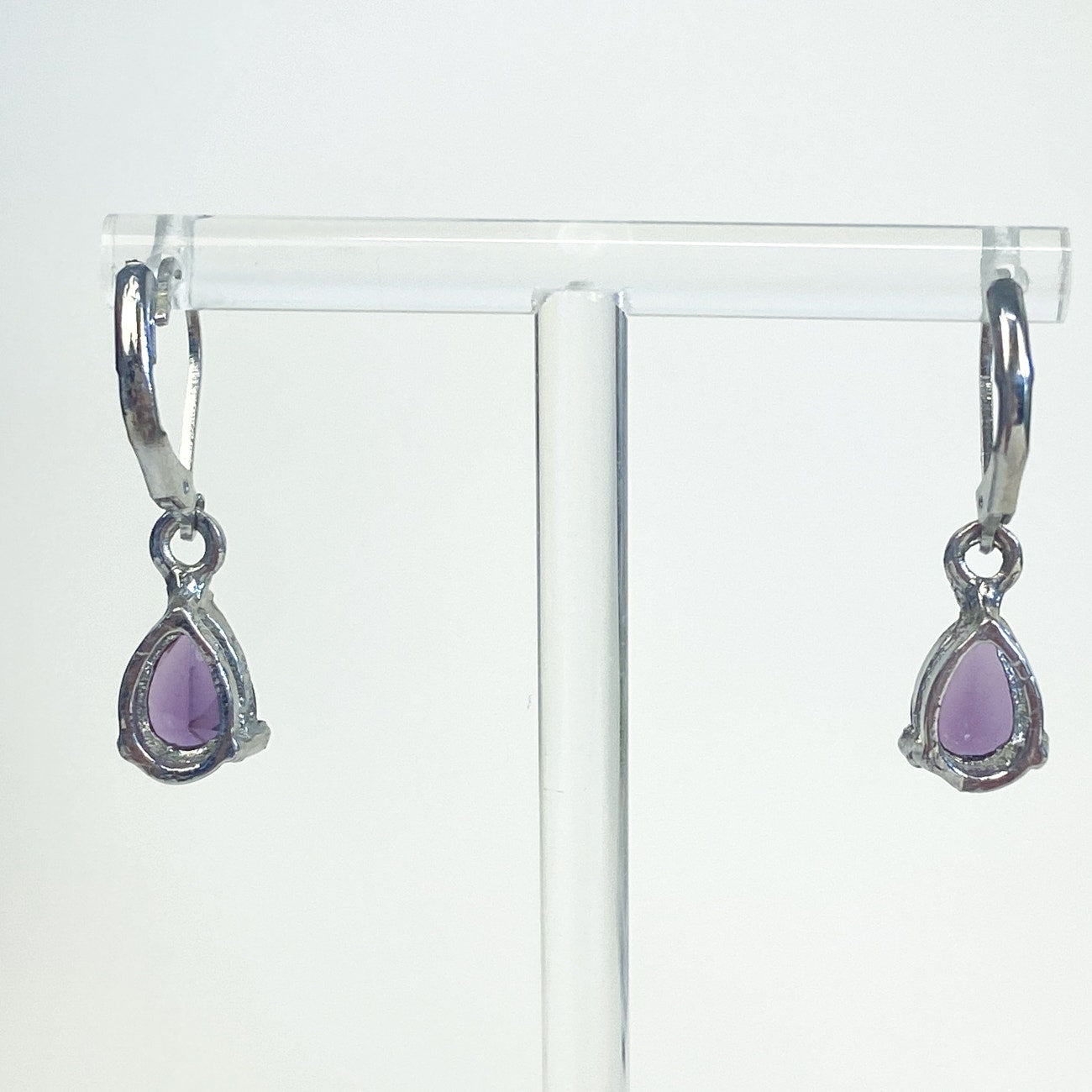 Silver Earrings Amethyst Dangly Sterling Silver Lever Back Earrings Regency Victorian