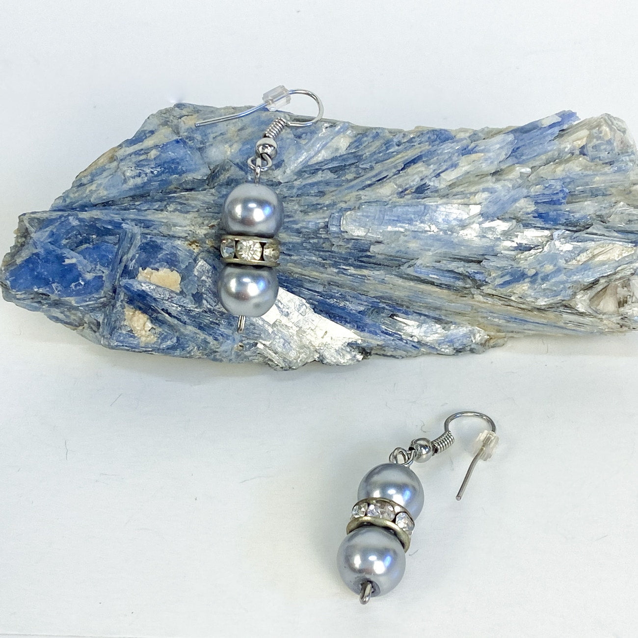 Silver Earrings Vintage Dangly Pearl Bead Earrings
