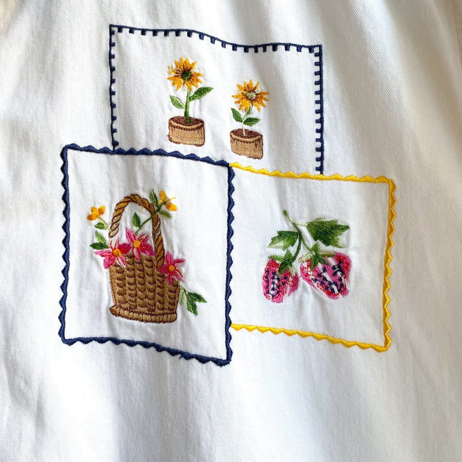 100% Cotton Embroidered 90s Short Sleeve Button Up Size 22/24W