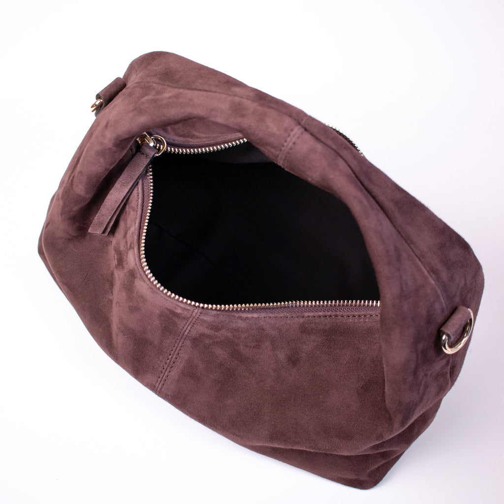Hyer Goods Chocolate Suede Mini Everyday Shoulder Bag