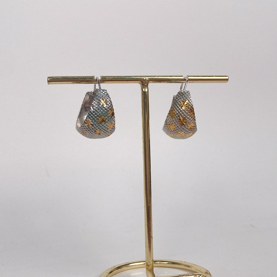 Silver Earrings 925 Sterling Silver and Gold Starry Hoop Earrings