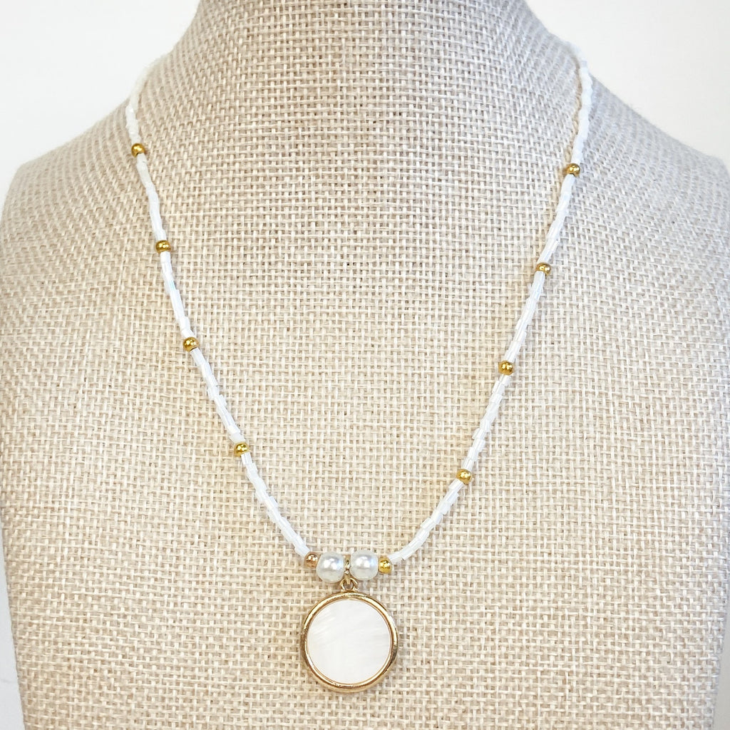 Beachy White Shell Bead Necklace