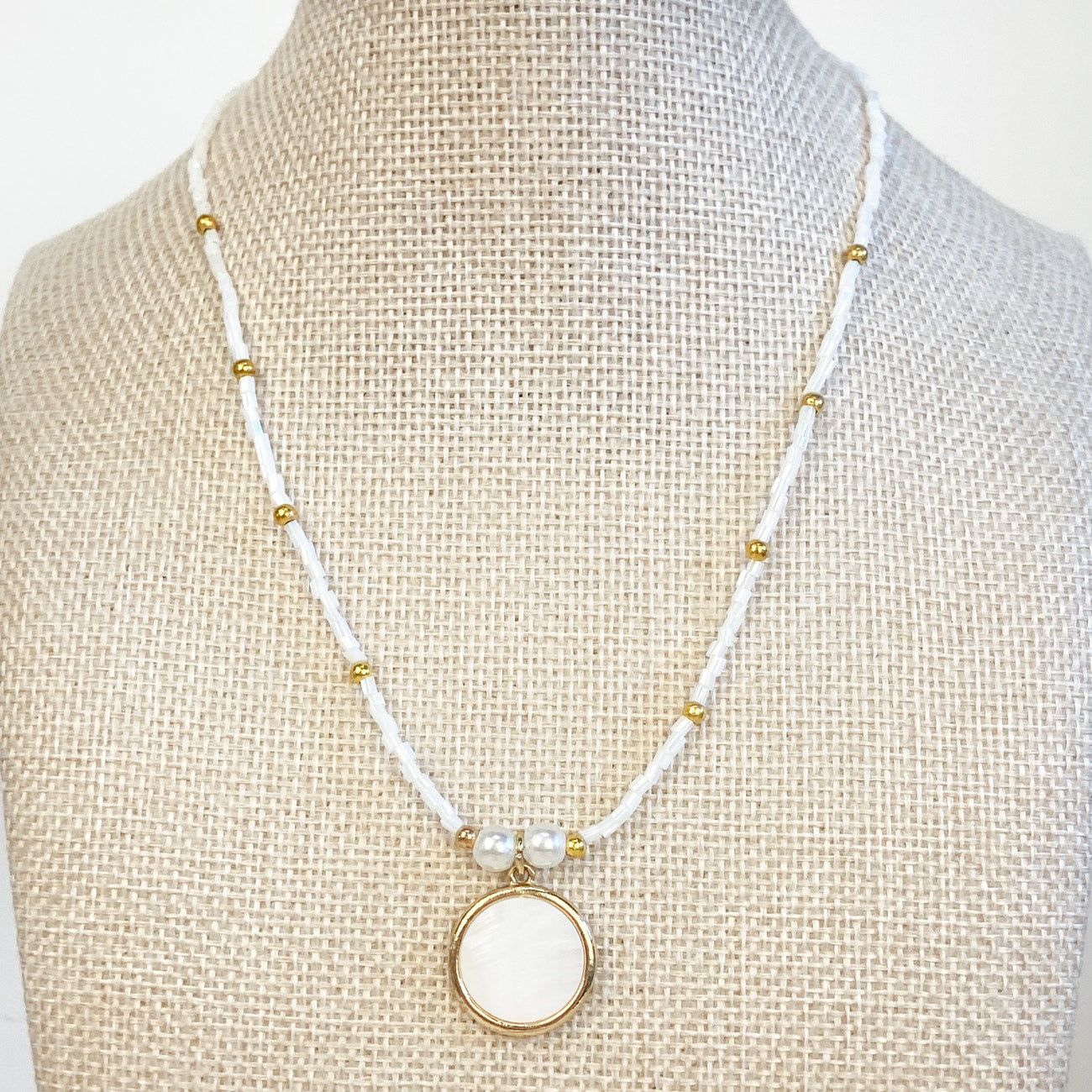 Beachy White Shell Bead Necklace