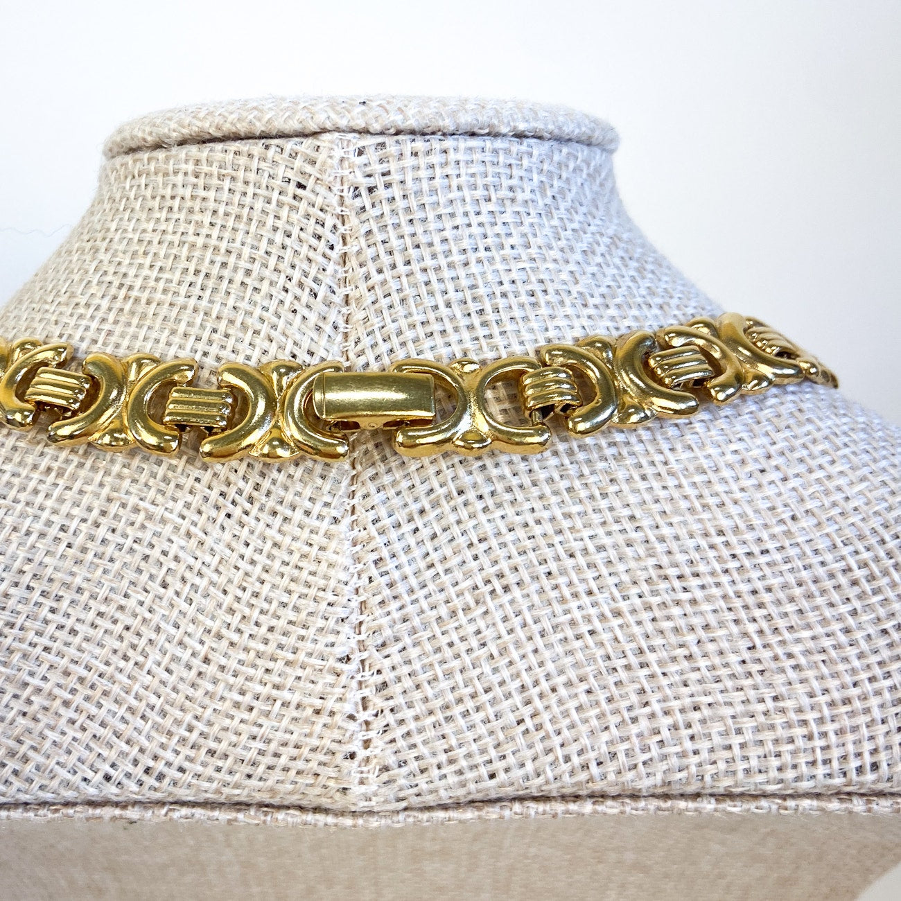 Gold Tone Wide Chain Necklace Vintage 90s