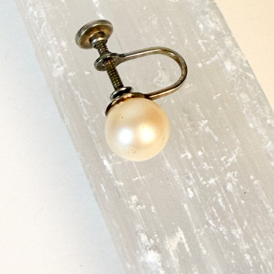 Screw-Back Glass Pearl Studs | Vintage Clip-Ons