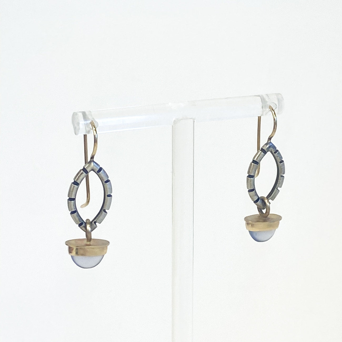 Gold and Sterling Silver Purple Moonstone Drop Earrings