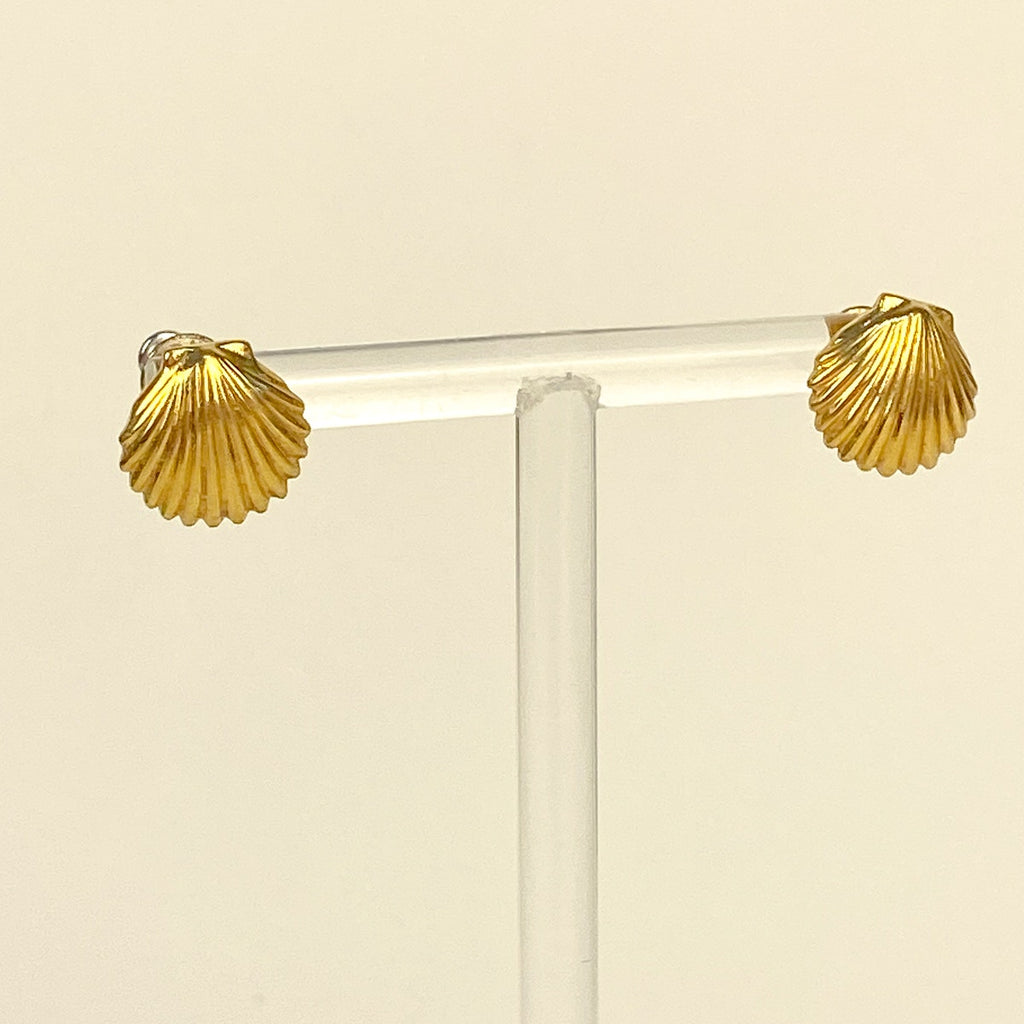 Napier Vintage Gold Earrings Little Shell Studs