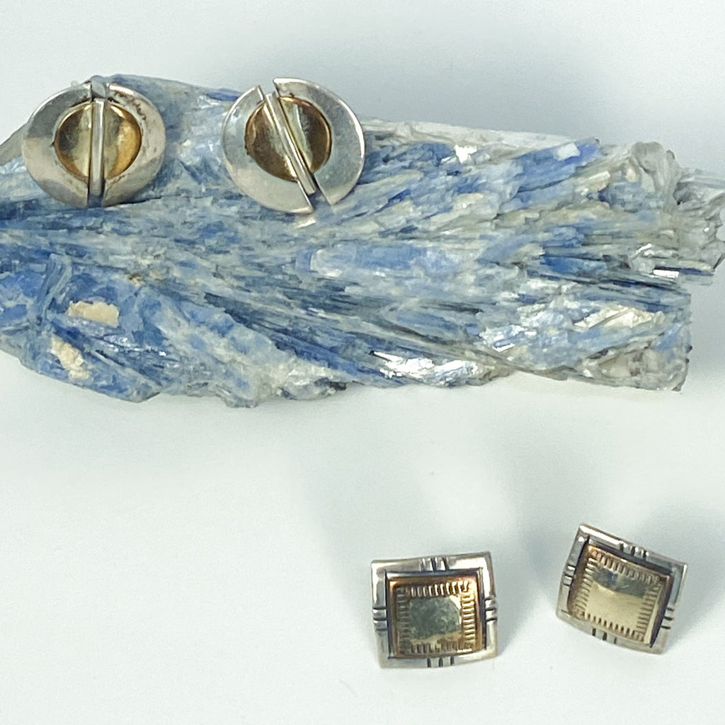 2 Paris Sterling Silver Gold Fill Southwestern Studs