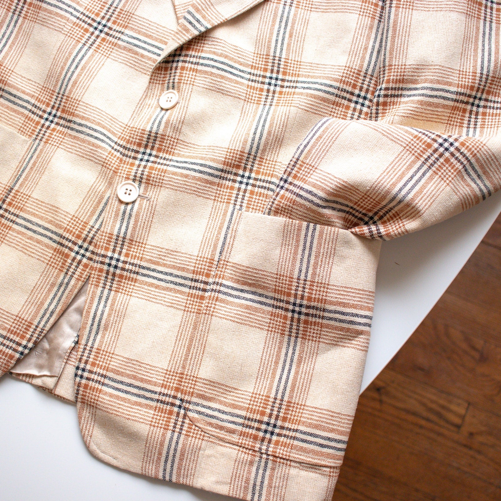 James Whitehead Brown Plaid Blazer Sport Jacket Men's Large