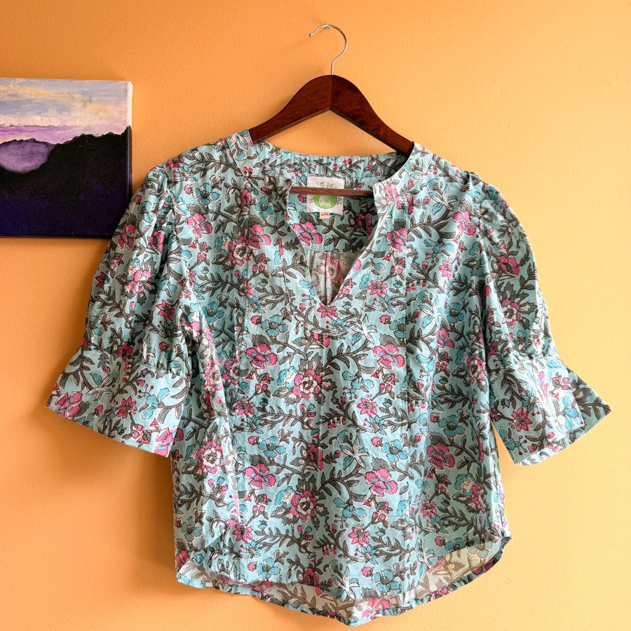 Maya's Mahal Floral Cotton Half Sleeve Blouse Size L/XL