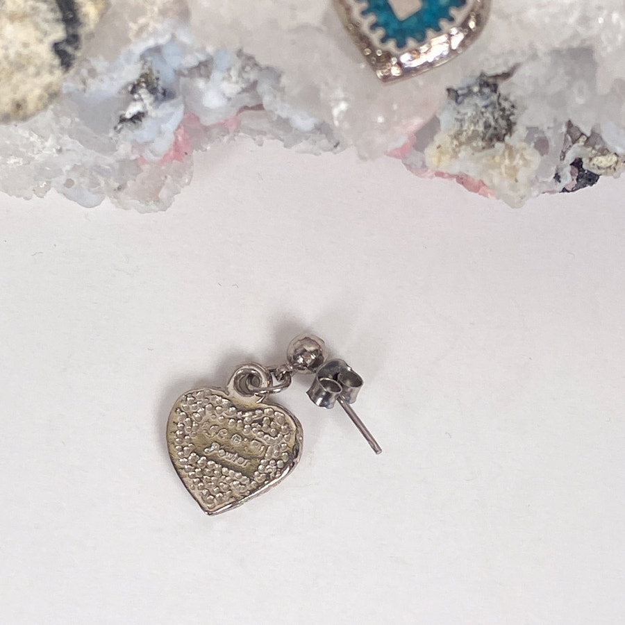 Silver and Turquoise Little Heart Earrings