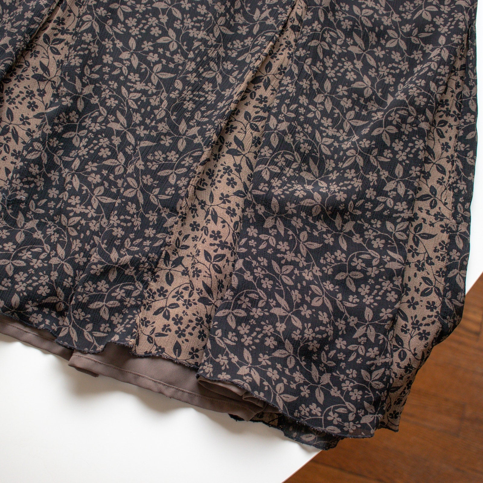 J. Jill Black and Brown Floral Print Fully Lined Maxi Skirt Size Small