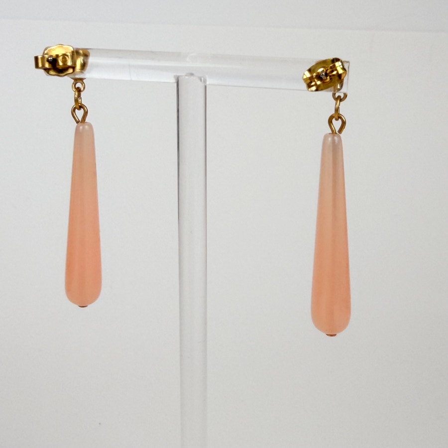 Pink Teardrop Shaped Dangly Earrings