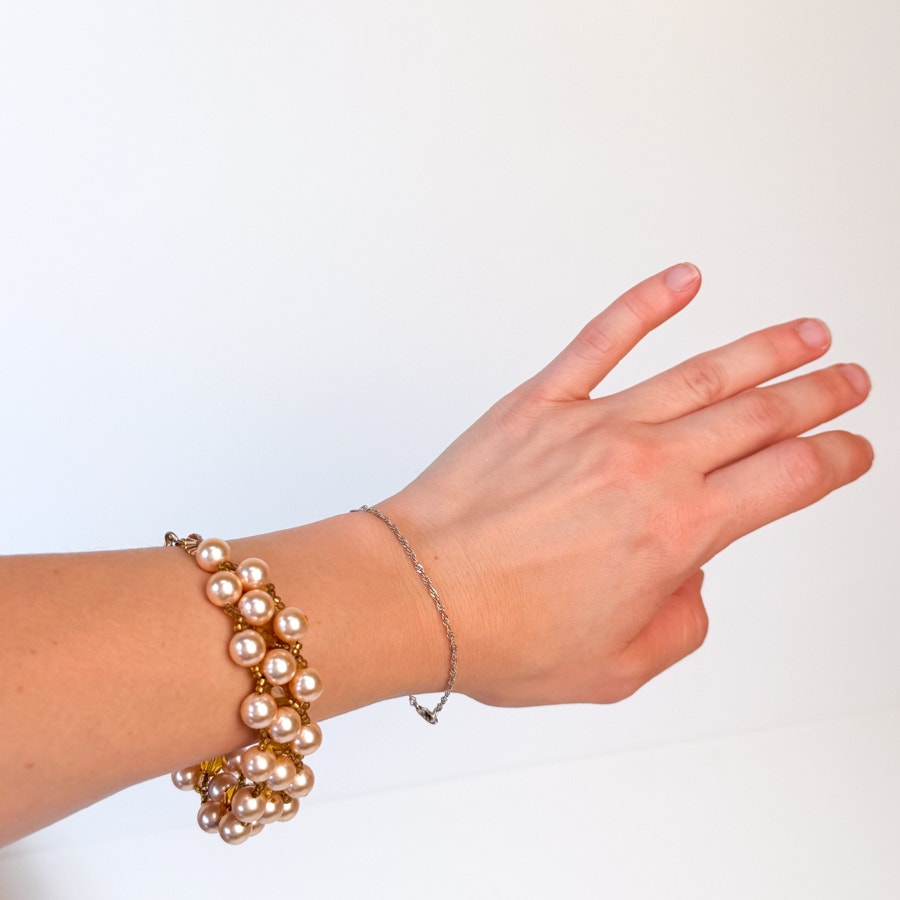 True Vintage Pearlescent Beaded Bracelet Woven