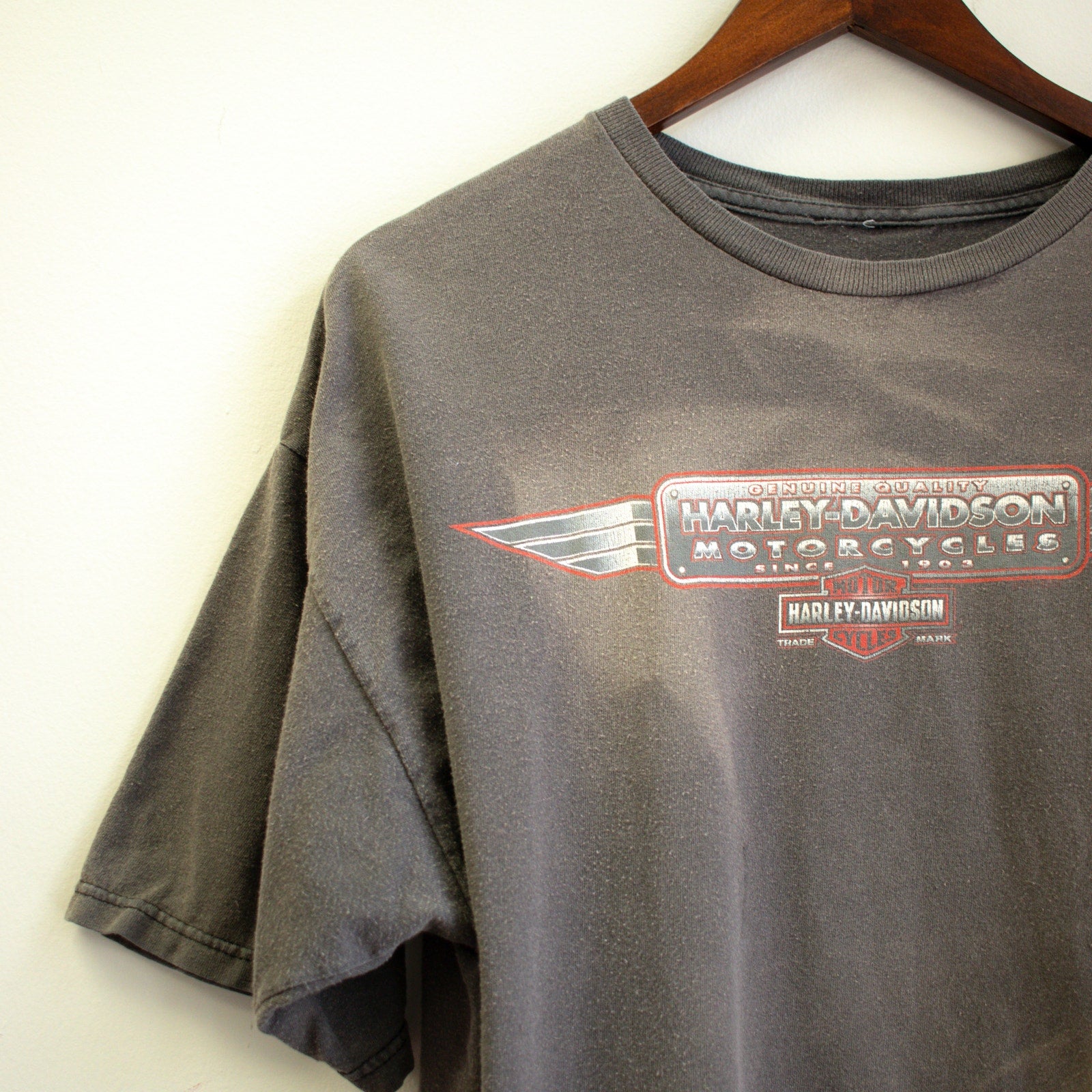 Harley Davidson Bleached Worn grey Tee Oversized Tee Size Large