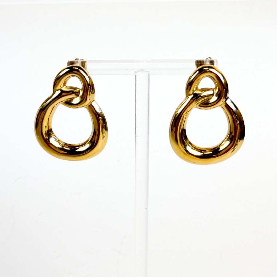 Gold Tone Twisted Post Vintage Classic Earrings