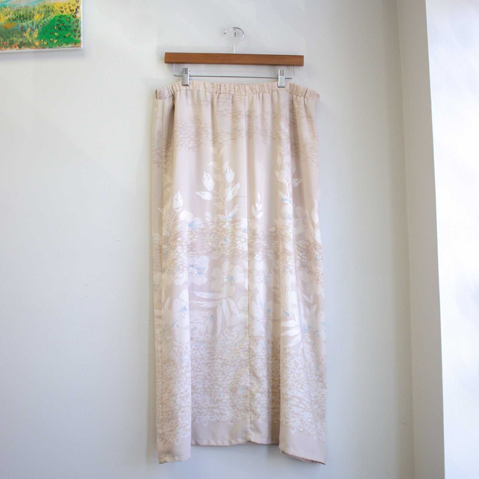 Vintage 90s Tan Floral Maxi Skirt Size 16