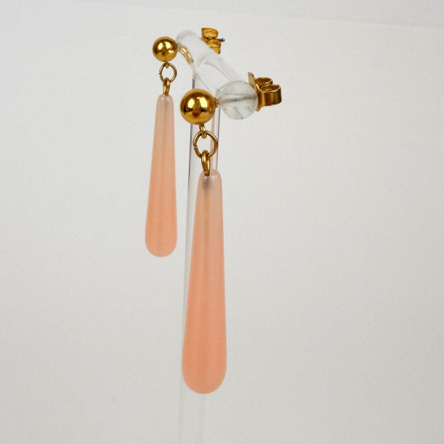 Pink Teardrop Shaped Dangly Earrings