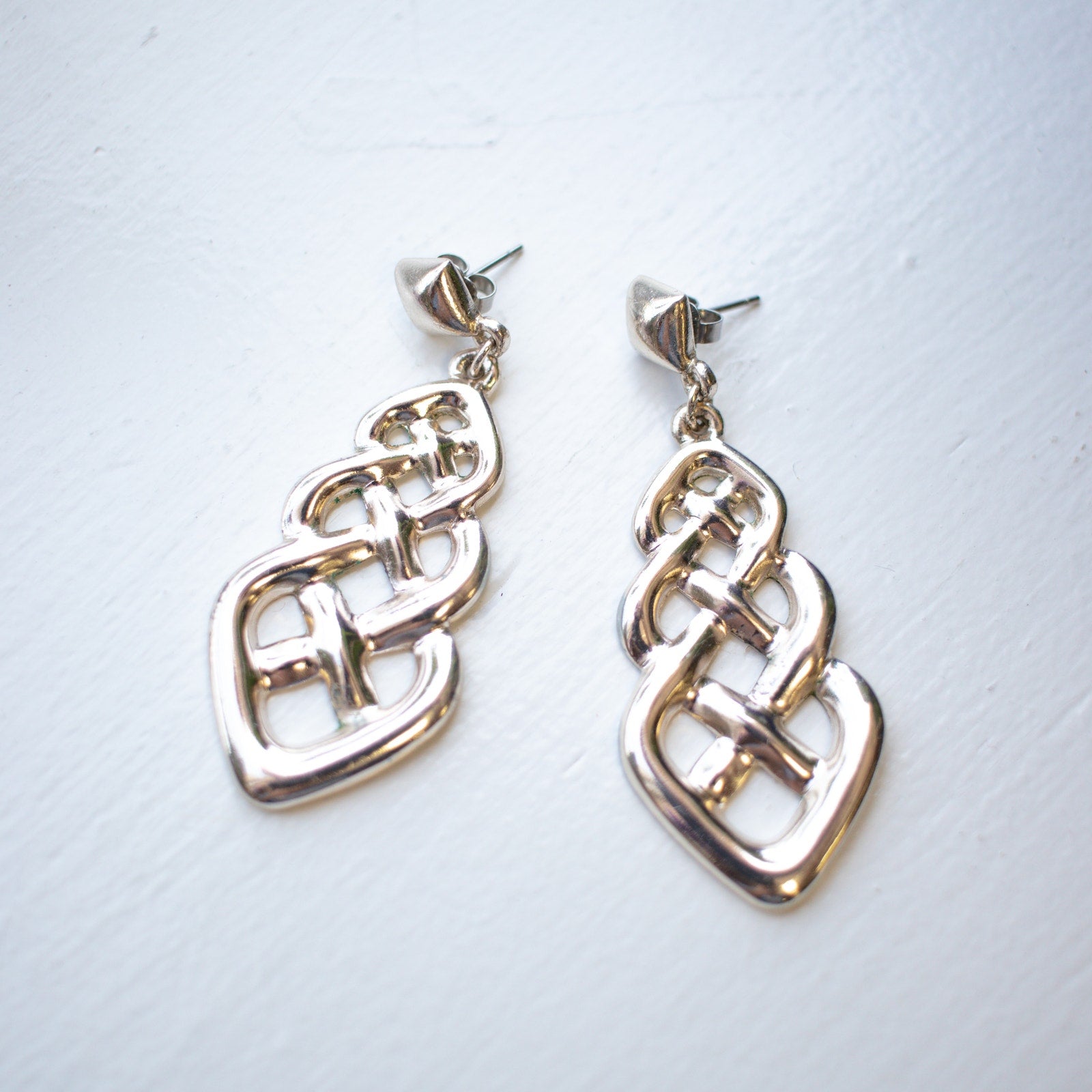 Braided Silver Dangly Earrings