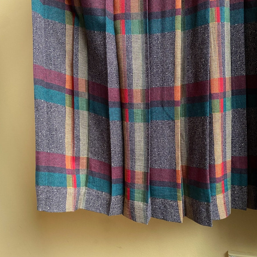 Plaid Workwear Dress Vintage Saks Fifth Avenue Pleated Skirt Drop Waist Size 12