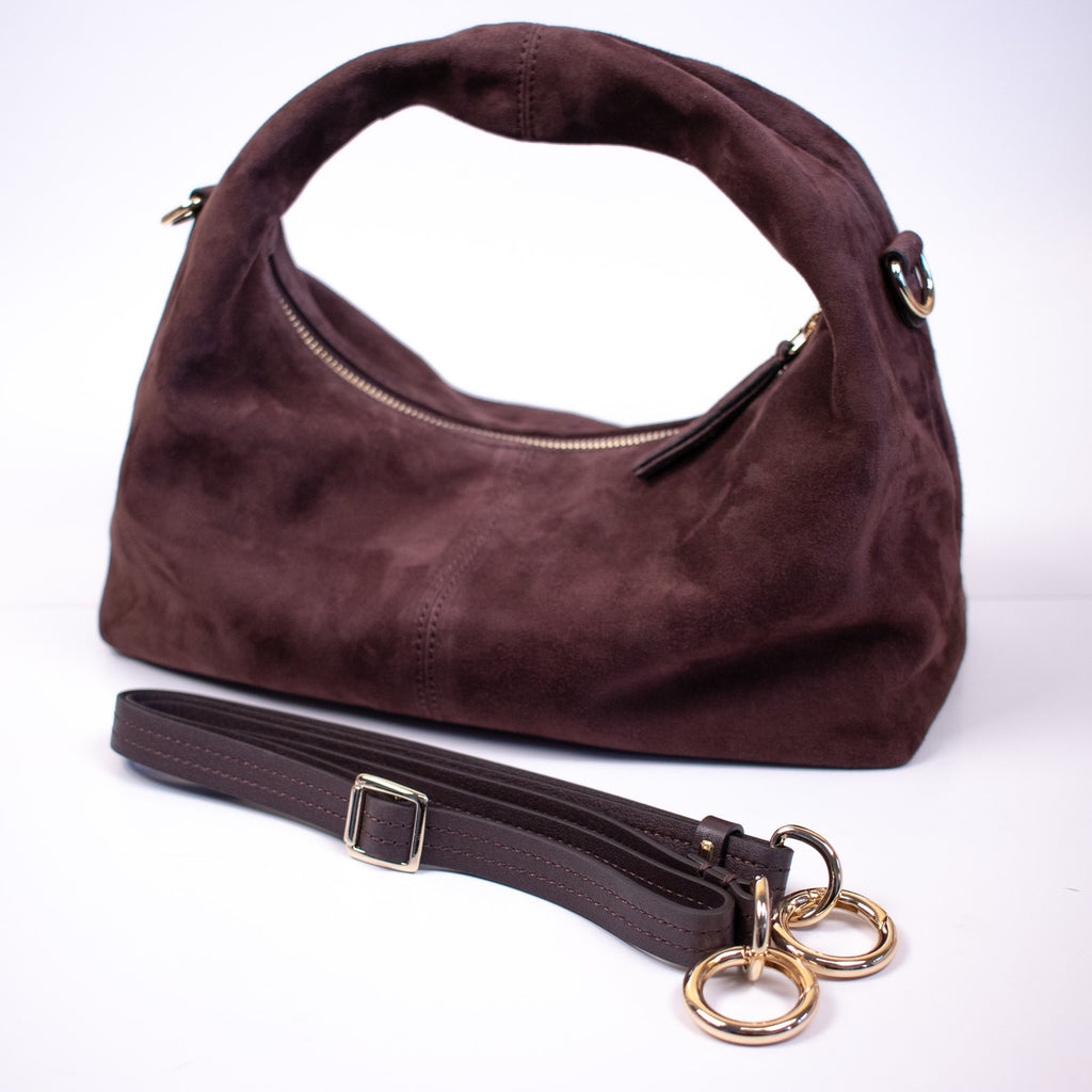 Hyer Goods Chocolate Suede Mini Everyday Shoulder Bag