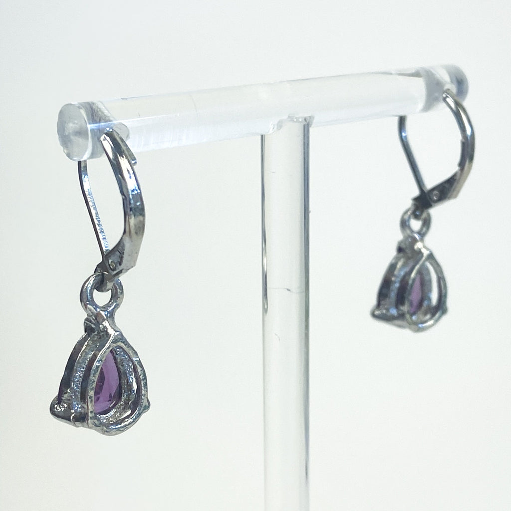Silver Earrings Amethyst Dangly Sterling Silver Lever Back Earrings Regency Victorian