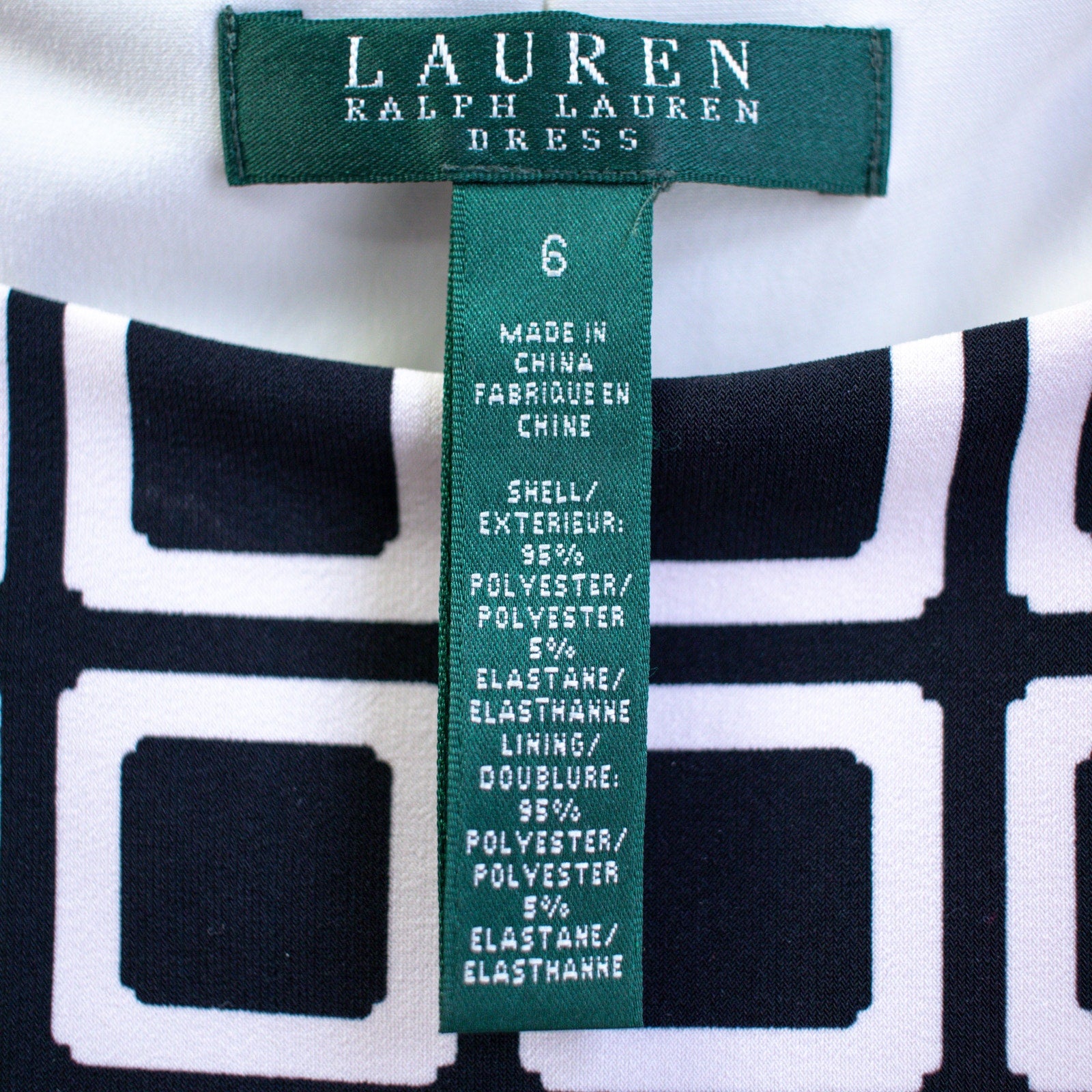 Lauren Ralph Lauren Dress Black & White Geometric Print