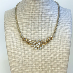 Vintage Trifari Gold Tone Rhinestone Necklace.