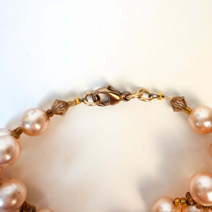 True Vintage Pearlescent Beaded Bracelet Woven
