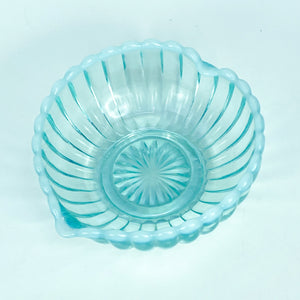 Vintage Fenton Light Aqua Blue Opalescent Edged Heart Bowl
