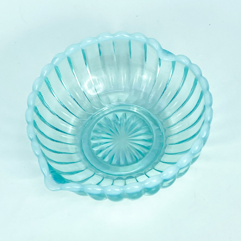80s-90s Fenton Light Aqua Blue Opalescent Edged Heart Bowl