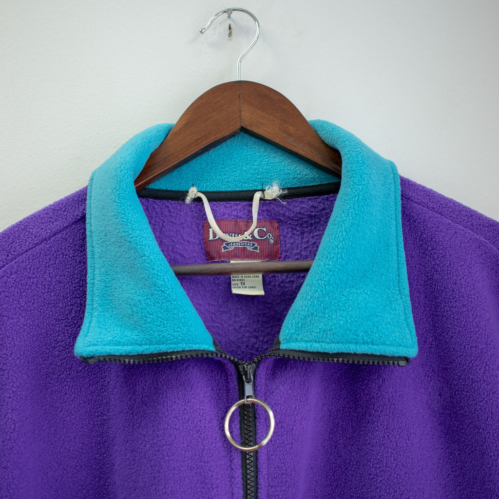 Denim & Co. 90s Color Block Fleece Zip-up Size 1X