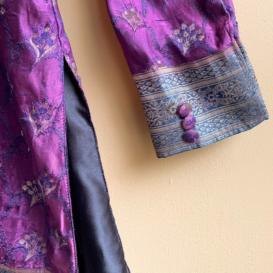 Sherwani Purple and Green Satin Women's Small