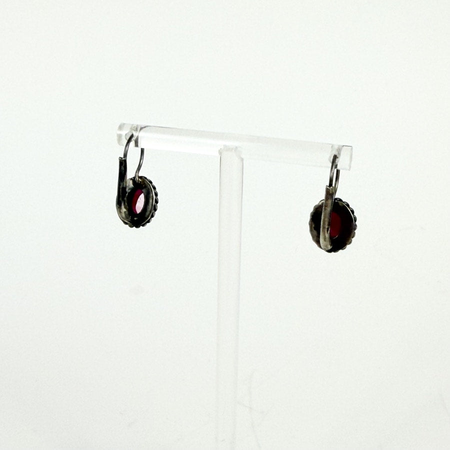 Sterling Silver Stone Inlay Estate Earrings